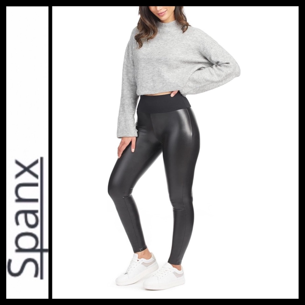 SPANX Faux Leather High-Waist Leggings in Black